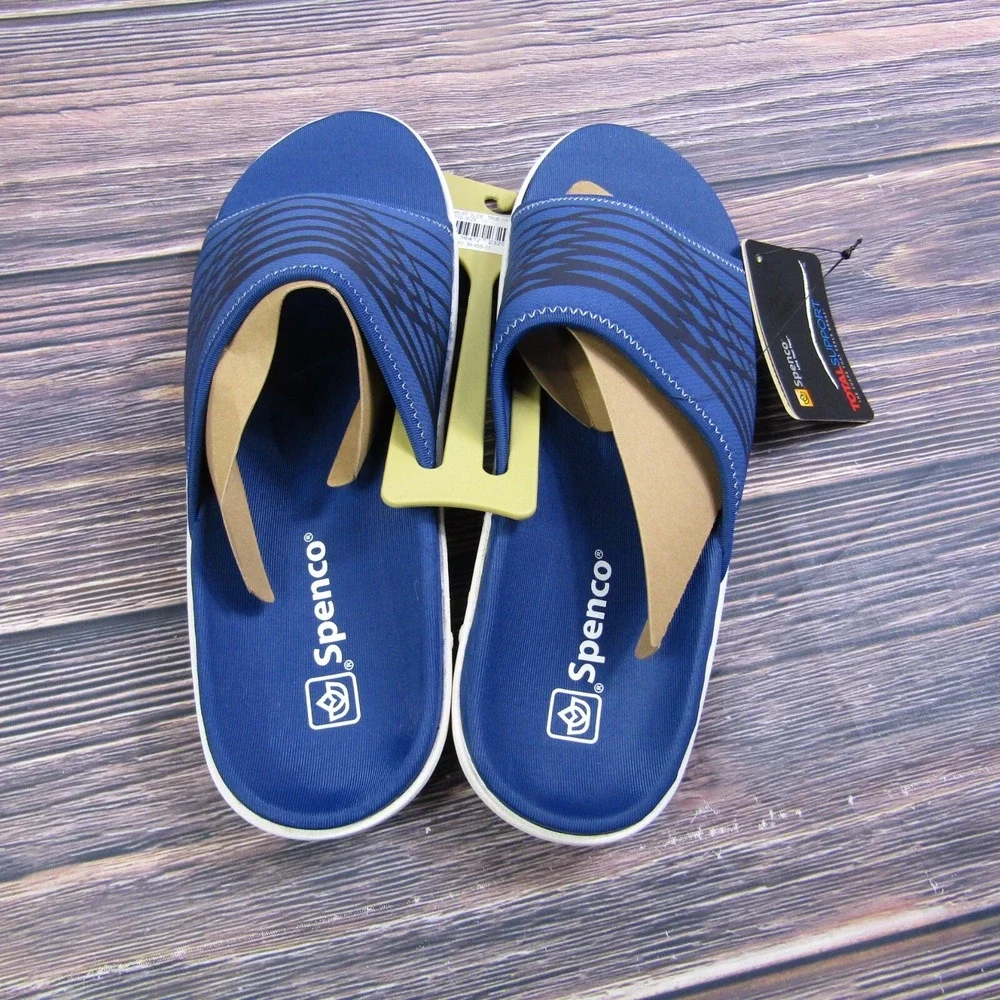 Spenco Thrust Slide Mens Size 12 True Navy Blue Orthotic Sandals 39-855-12